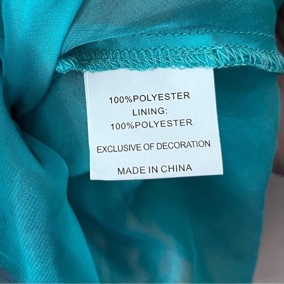 Hazel & Olive Women's Dress Turquoise Floral Halter Deep V Maxi High Low Ruffle - Picture 13 of 13